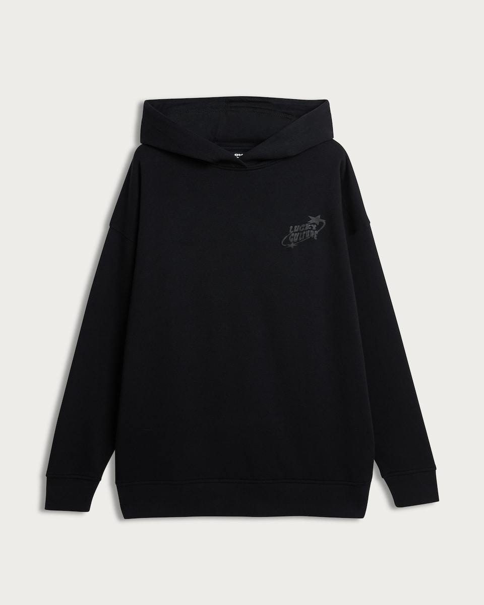 image 1 of OH ME OH MY Cotton Rich Lucky Culture Slogan Hoodie in Black