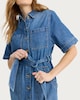image 1 of F&F Pure Cotton Button Up Belted Mini Dress in Navy