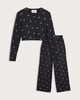 image 4 of F&F Snit Textured Cherry Print Button Top and Bottoms Pyjama Set in Multi Black