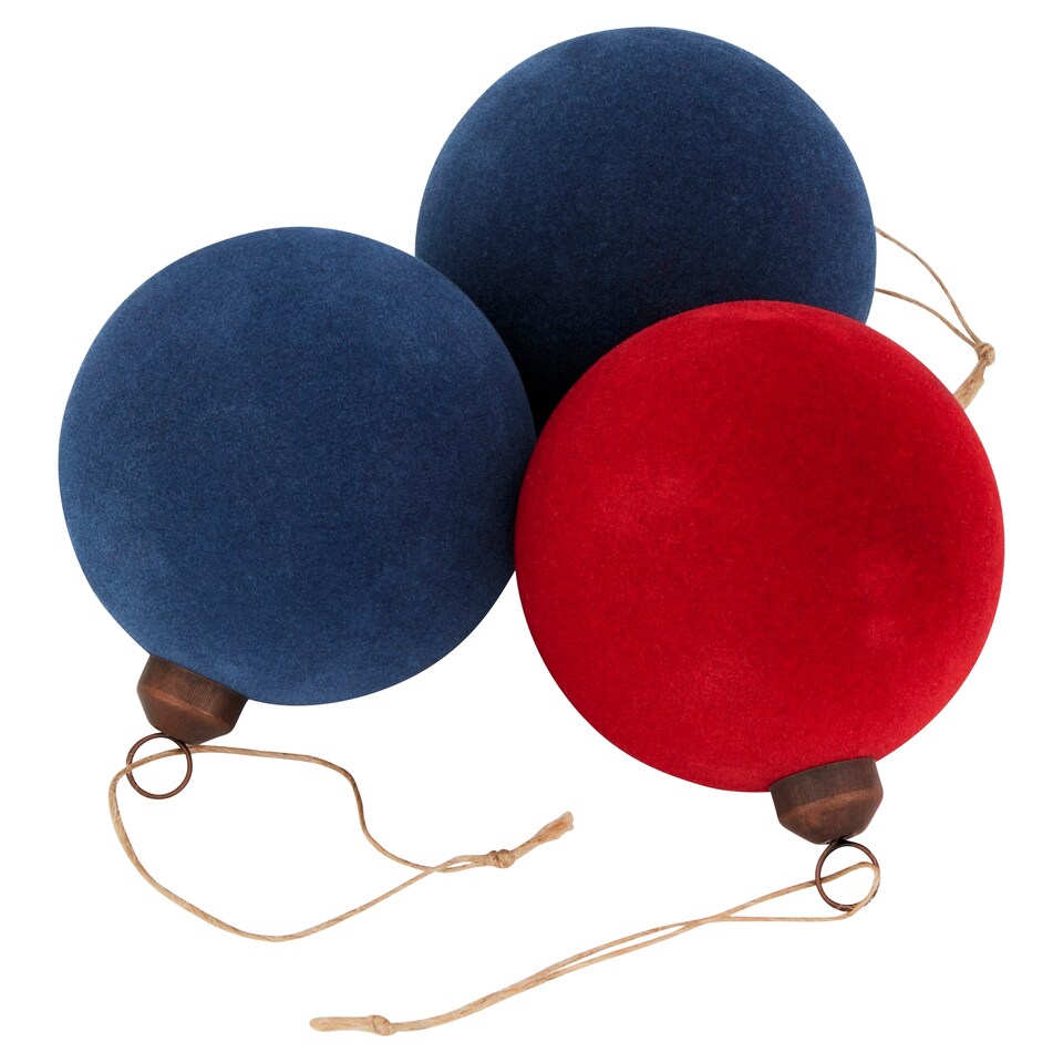 Tesco 3 Pack Frosted Forest Flocked Baubles