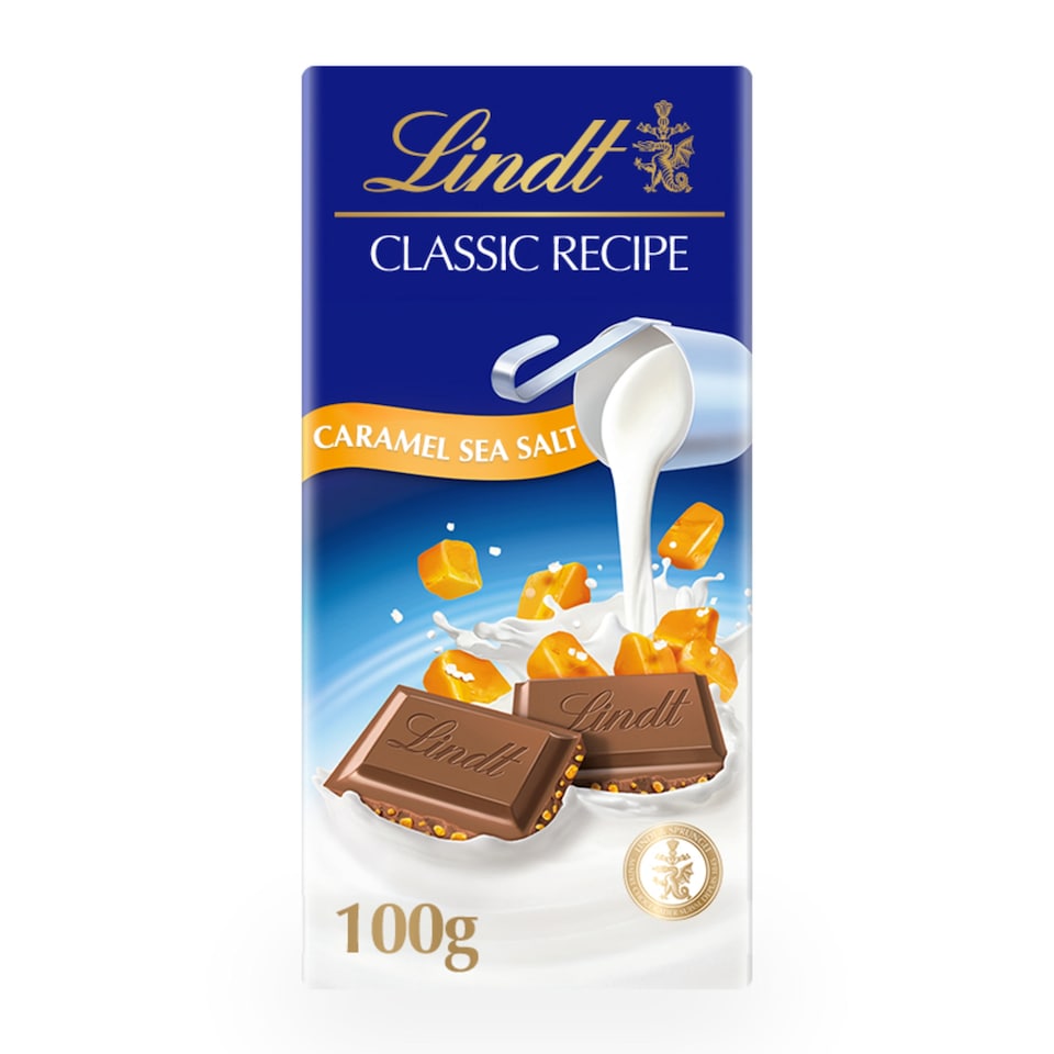 Lindt Classic Recipe Milk Chocolate Bar - Caramel Sea Salt 100g