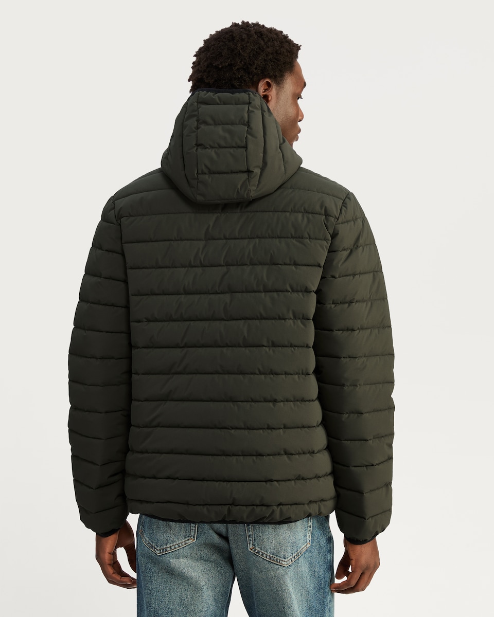 image 1 of F&F Hooded Shower Resistant Puffer Jacket in Khaki