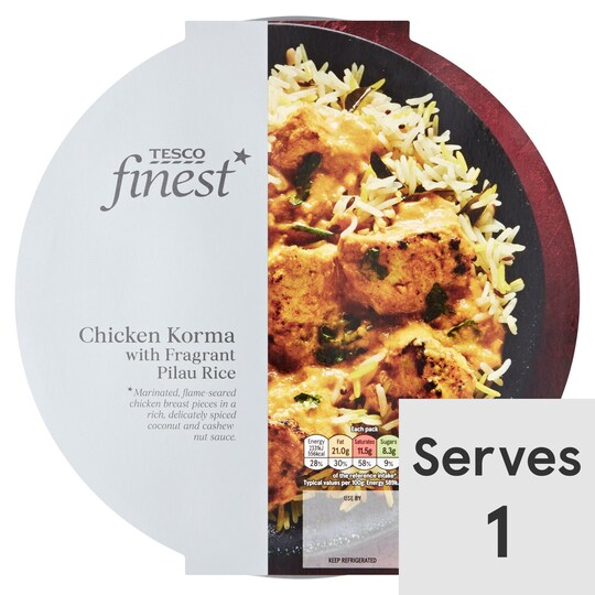 Tesco Finest Chicken Korma With Pilau Rice 450G Tesco Groceries