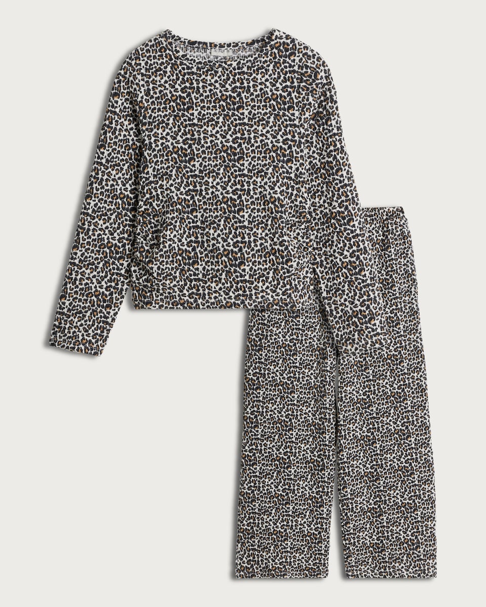 image 1 of F&F Girls 2-Piece Leopard Print Top and Bottoms in Multi Brown