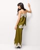 image 4 of The F&F Edit Satin Lace Trim Co-ord Cami Top in Green