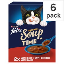 FELIX Soup Farm Selection Chicken; Beef and Lamb Wet Cat Food 6x48g