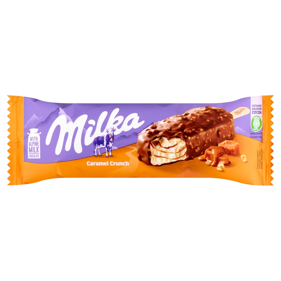 Milka vanília ízű jégkrém karamell szósszal tejcsokoládé bevonattal sós kekszdarabokkal 90 ml  1. kép