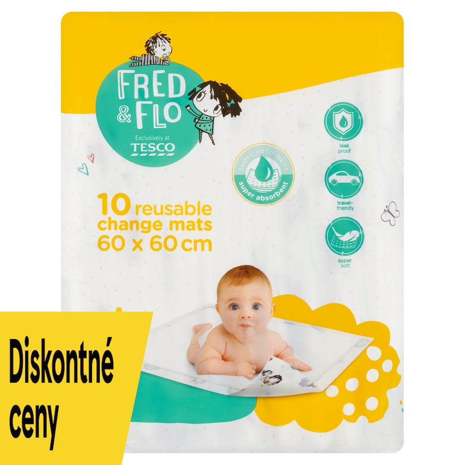 image 1 of Fred & Flo Reusable Change Mats 60 x 60 cm 10 pcs