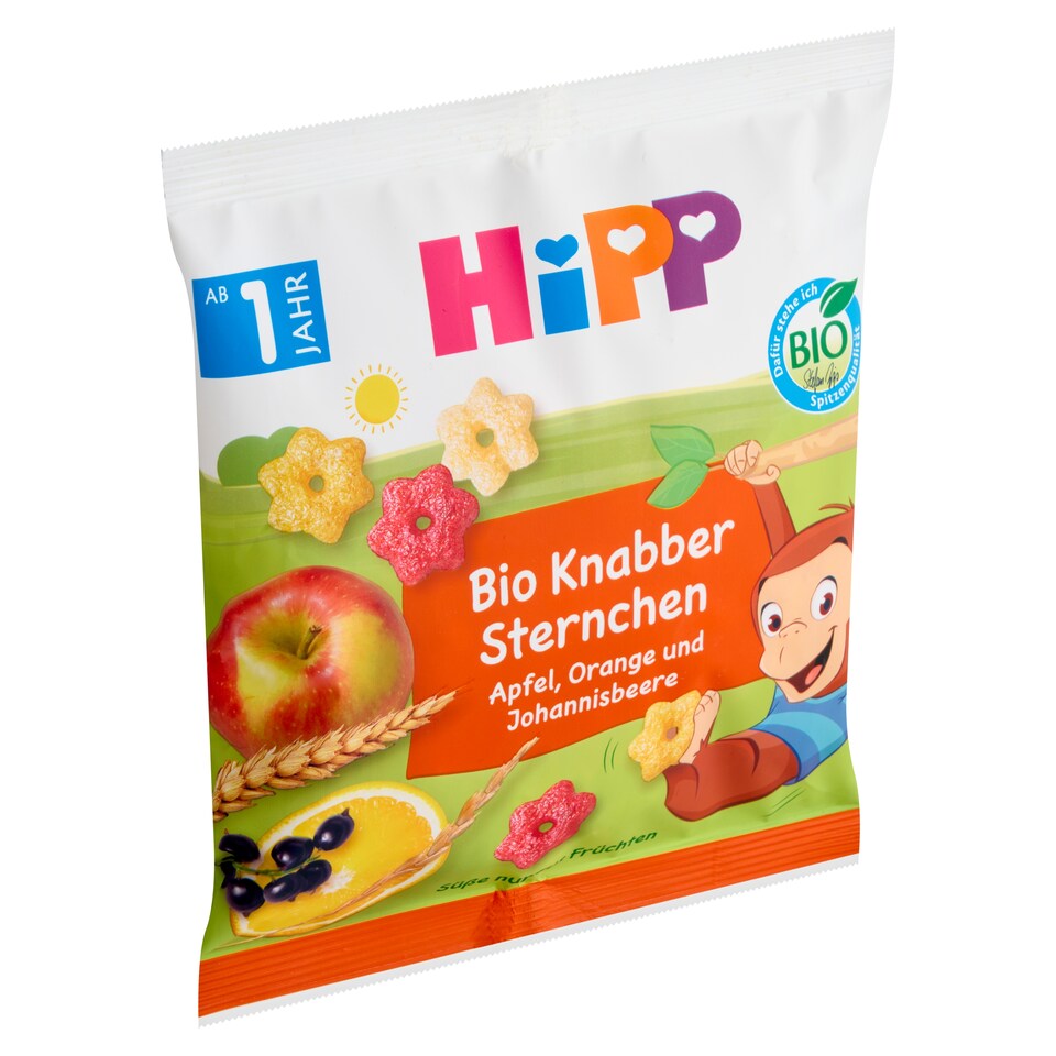image 1 of HiPP Organic Cereal Puffs with Apple, Orange, and Blackcurrant 30 g