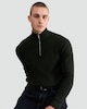 image 1 of F&F Pure Cotton Ribbed Half Zip Jumper in Khaki