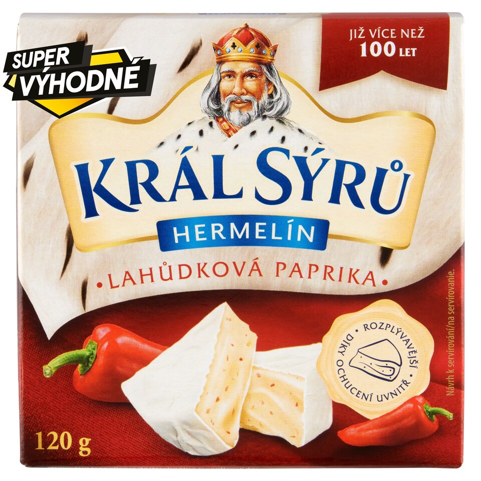 Obrázek 1 pro produkt Král Sýrů Hermelín lahůdková paprika 120g