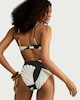 image 3 of F&F Shell Print High Waisted Bikini Bottoms in Black
