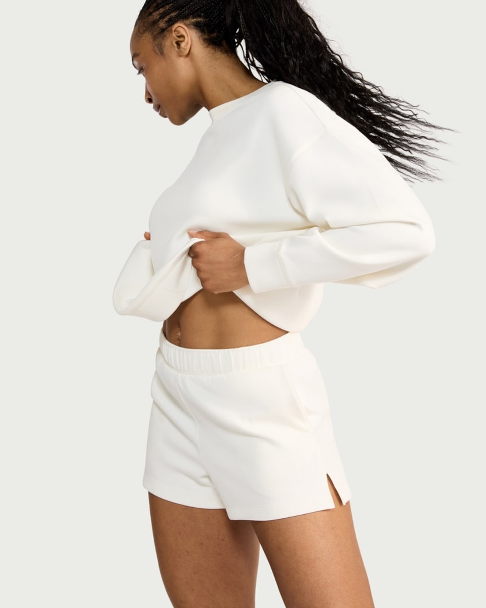 image 1 of F&F Active AFTERCLASS Ribbed Co-ord Shorts in Cream
