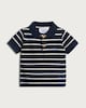 image 1 of F&F Baby Striped Knitted Short Sleeved Polo Shirt in Navy