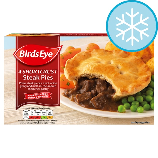 Birds Eye 4 Shortcrust Steak Pies 620G Tesco Groceries