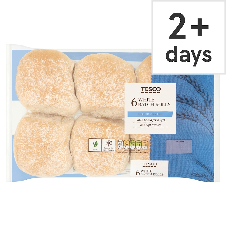 Tesco White Batch Rolls 6 Pack