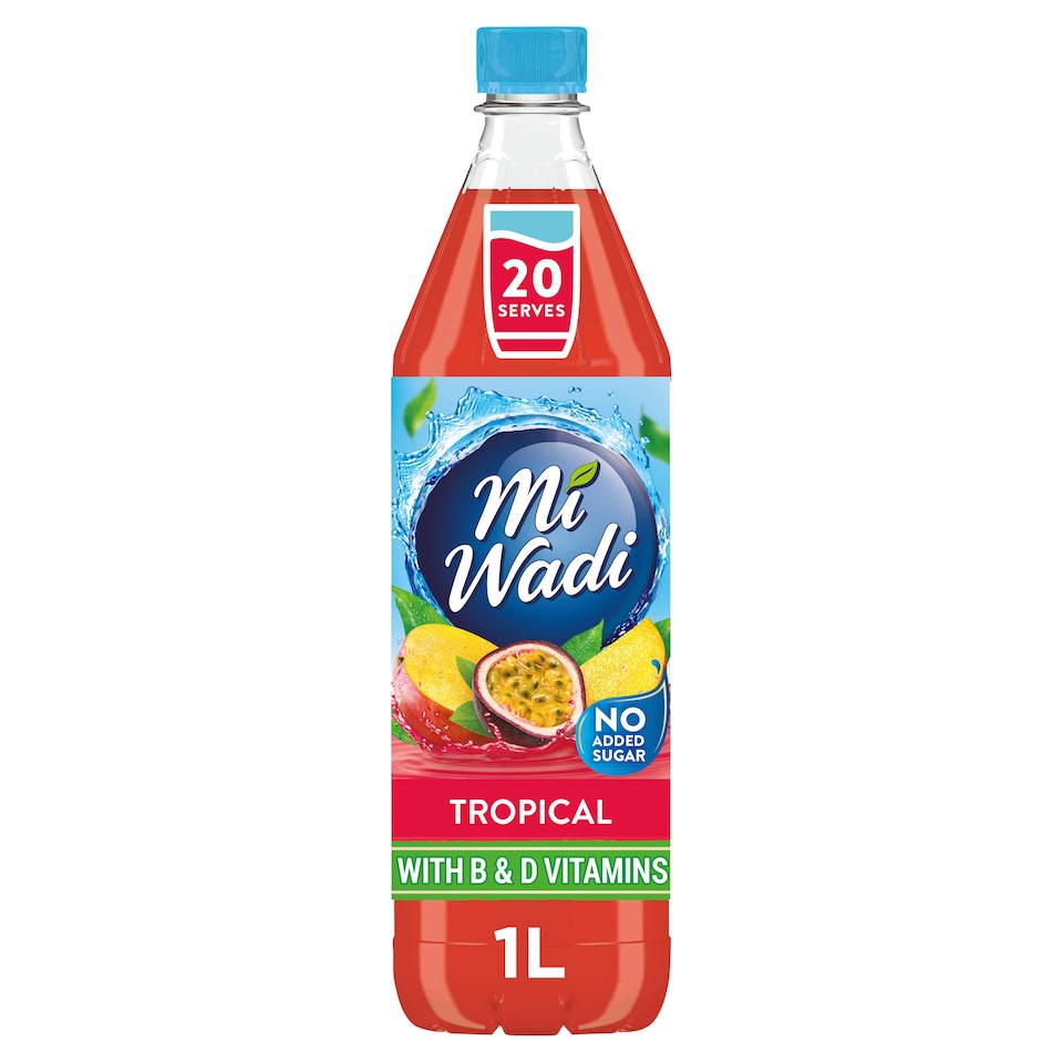 MiWadi Tropical No Added Sugar Squash 1L