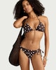 image 2 of F&F Polka Dot Print Triangle Halter Neck Bikini Top in Chocolate