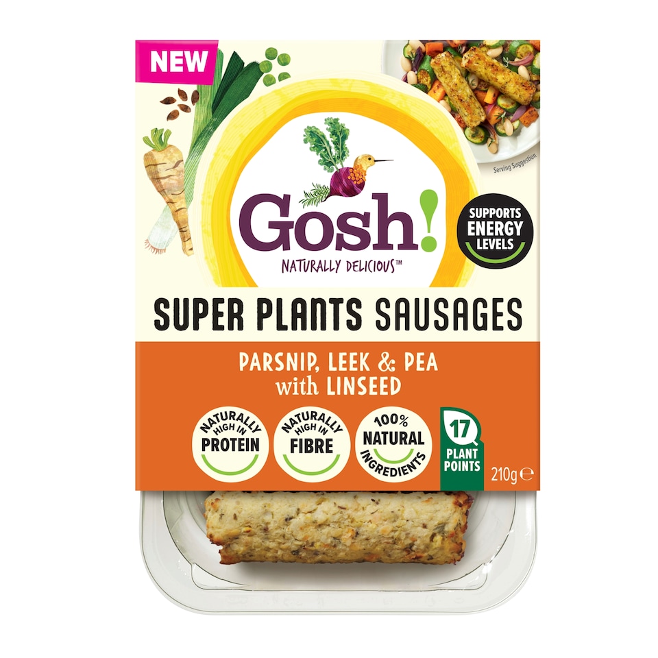 image 1 of Gosh! Super Plants Parsnip, Leek & Pea with Linseed Sausages 210g
