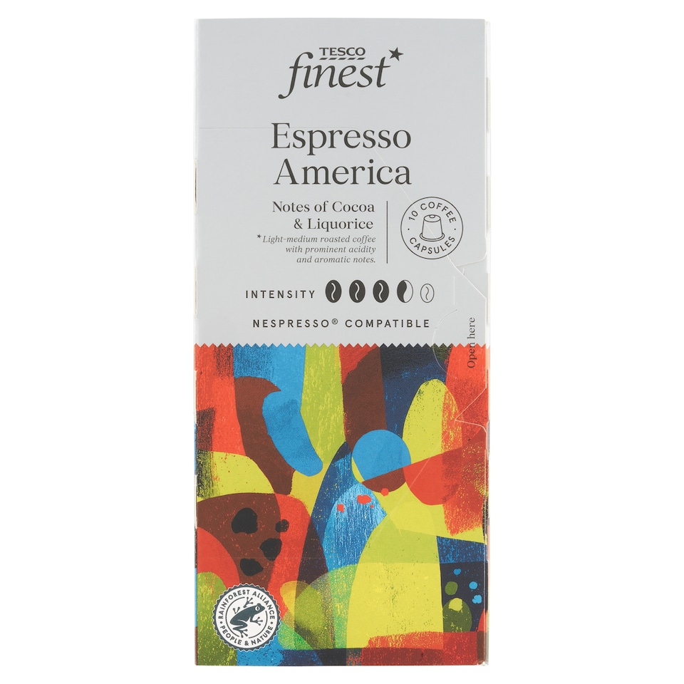 Tesco Finest Espresso America őrölt, pörkölt kávé kapszulákban 10 db 54 g