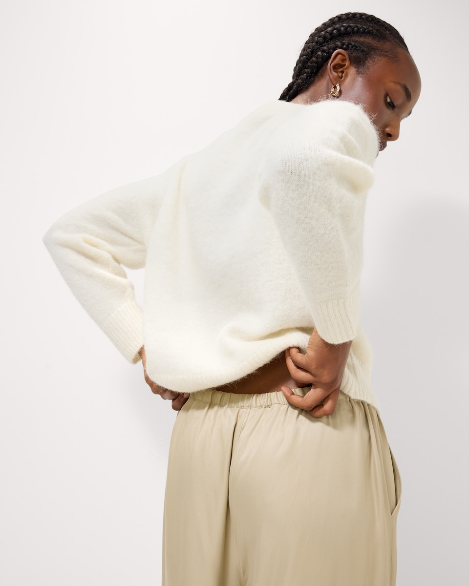 image 1 of F&F Alpaca Wool Blend Crew Neck Jumper in Cream