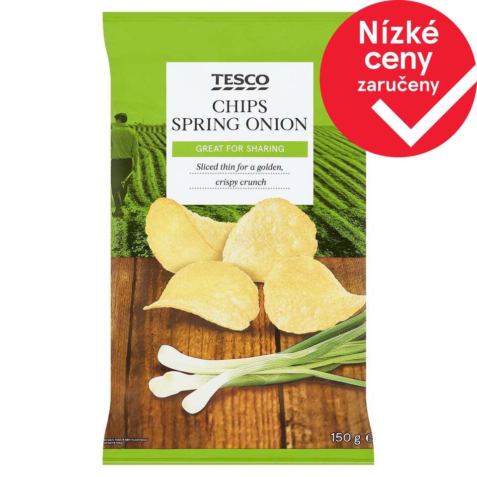 Tesco Bramborové lupínky smažené s příchutí jarní cibulky 150g