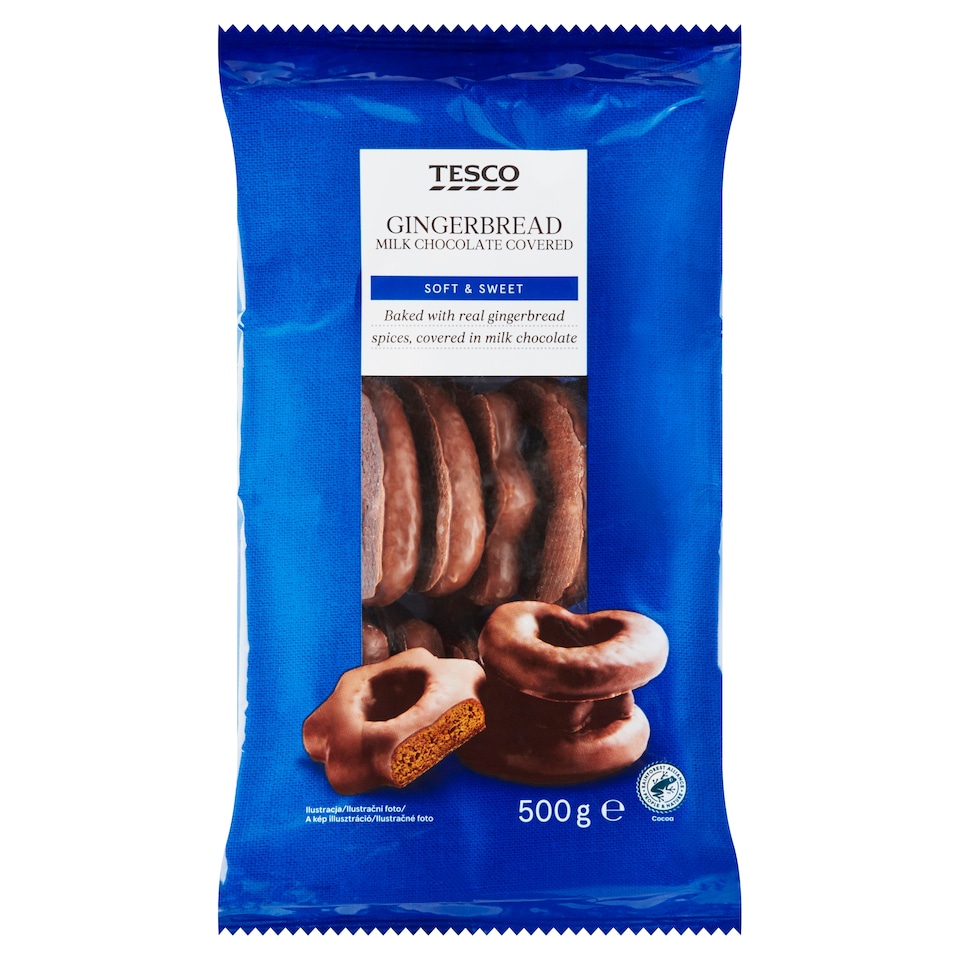 Tesco Milk Chocolate Covered Gingerbread 500 g
