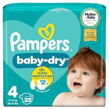Pampers Baby Dry Size 4 Carry Pack 25 Nappies