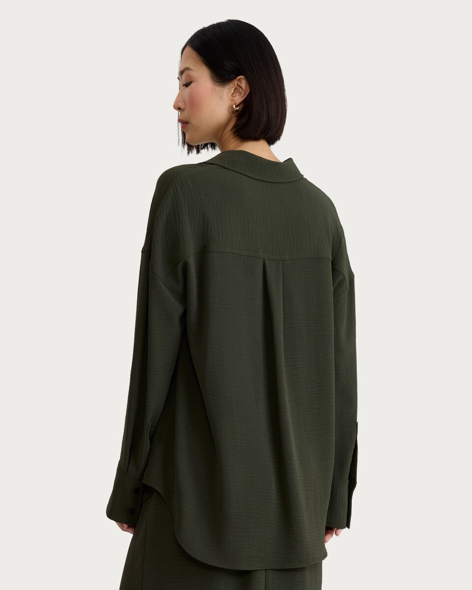 image 1 of F&F Button Up Collared Co-ord Shirt in Khaki