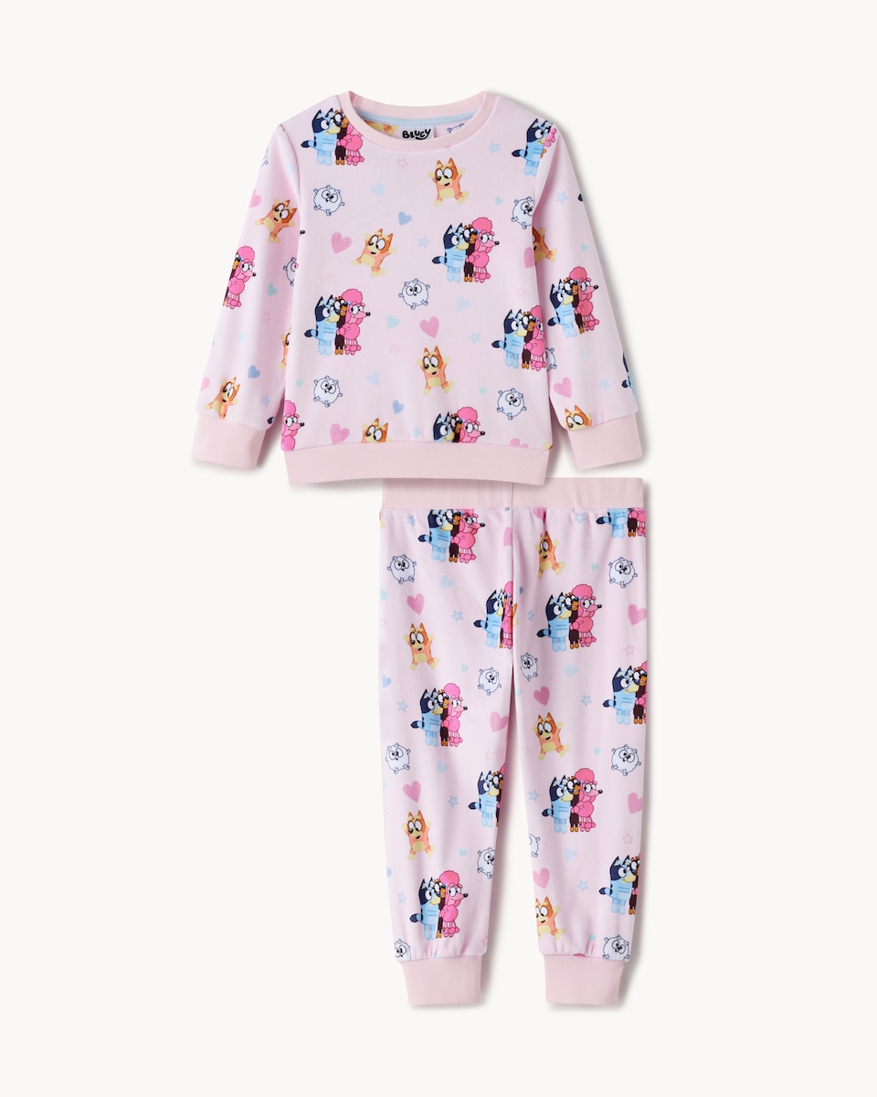 image 1 of Bluey 2-Piece Printed Fleece Pyjama Set in Multi