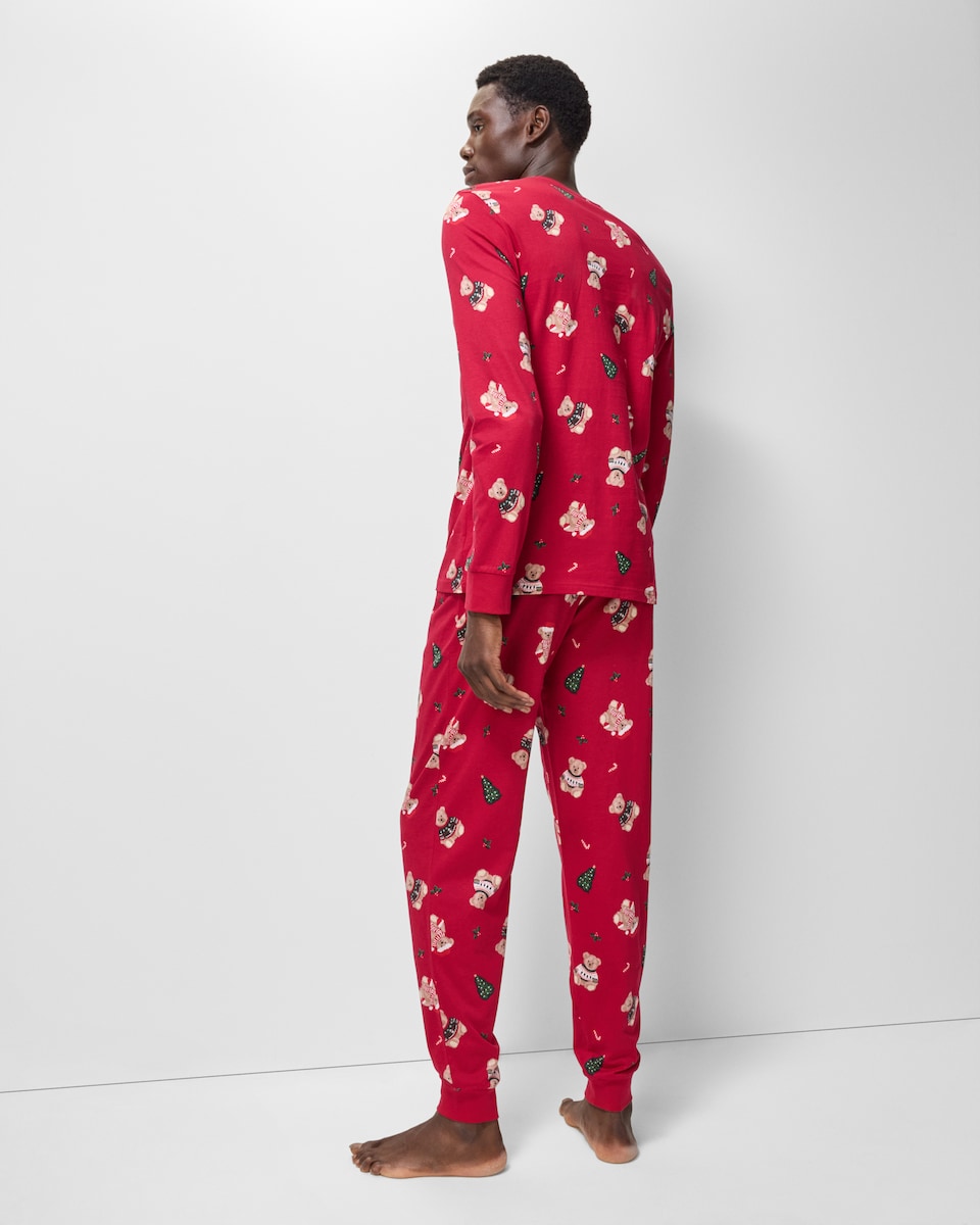 image 1 of Christmas Pure Cotton Festive Bear Matching Family Pyjama Set in Red