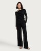 image 1 of F&F Linen Rich Wide Leg Drawstring Trousers in Black