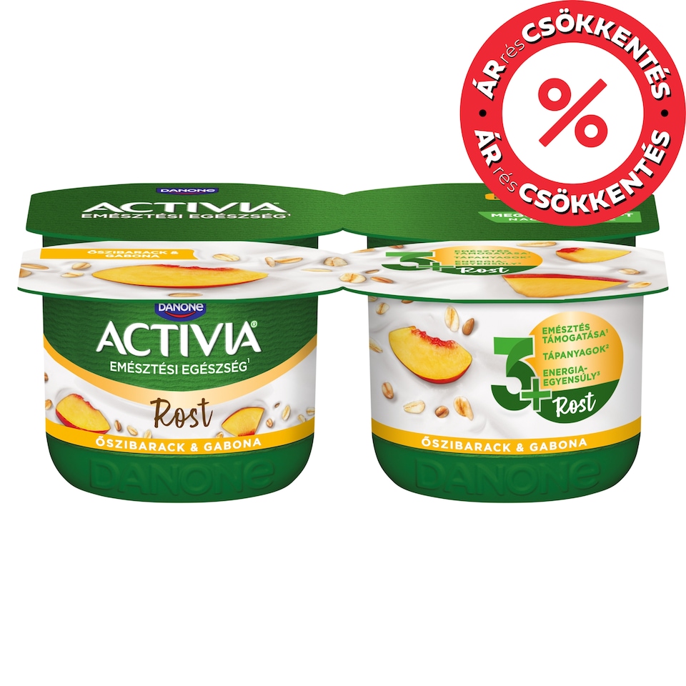 Danone Activia Rost Live Cultures Peach Yoghurt with Raisins and Cereals 4 x 120 g (480 g)