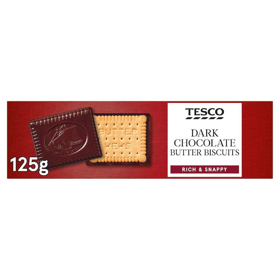 Tesco Dark Chocolate Butter Biscuits 125G