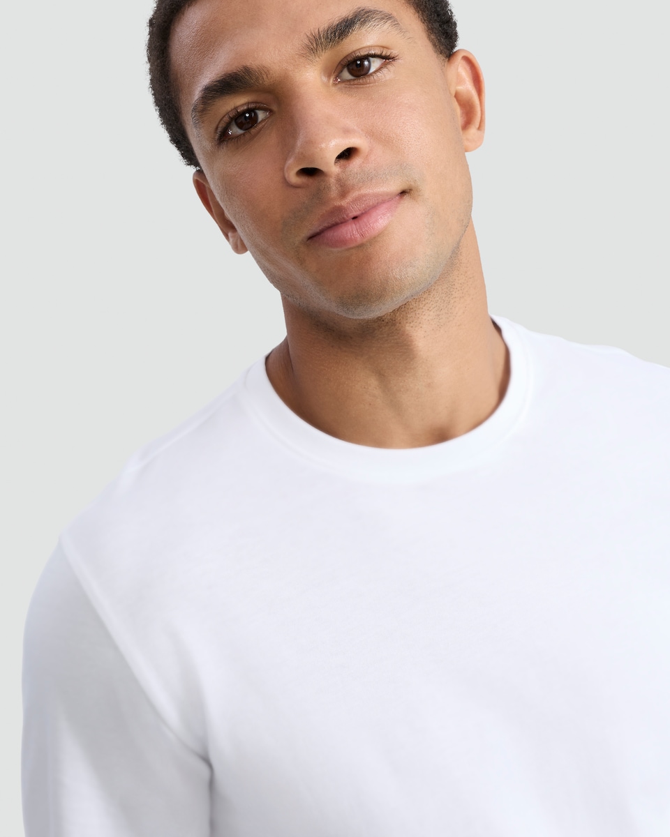 image 1 of F&F Pure Cotton Regular Fit Crew Neck Long Sleeved Top in White