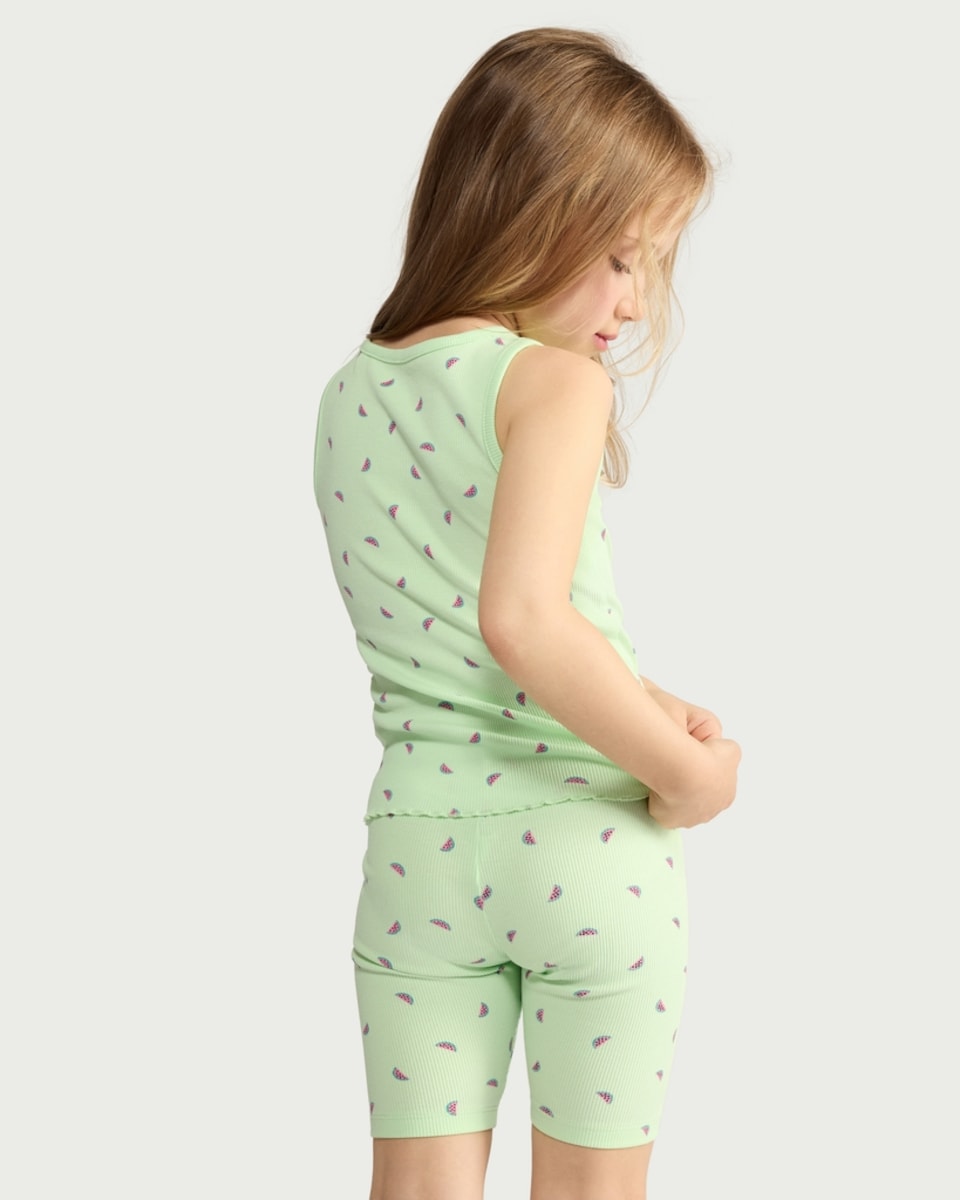 image 1 of F&F Girls 2-Pack Cotton Rich Watermelon Print Vests in Multi