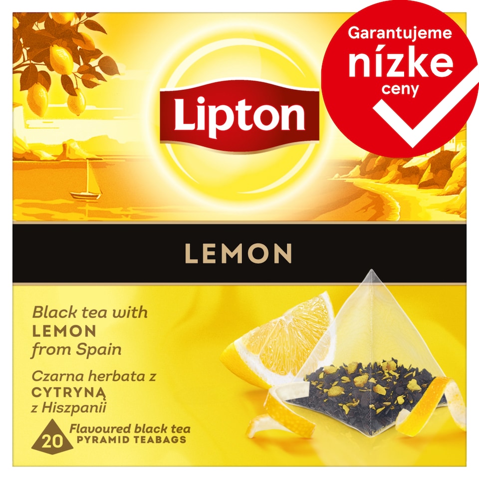 Lipton Lemon ochutený čierny čaj 20 čajových vrecúšok 34 g