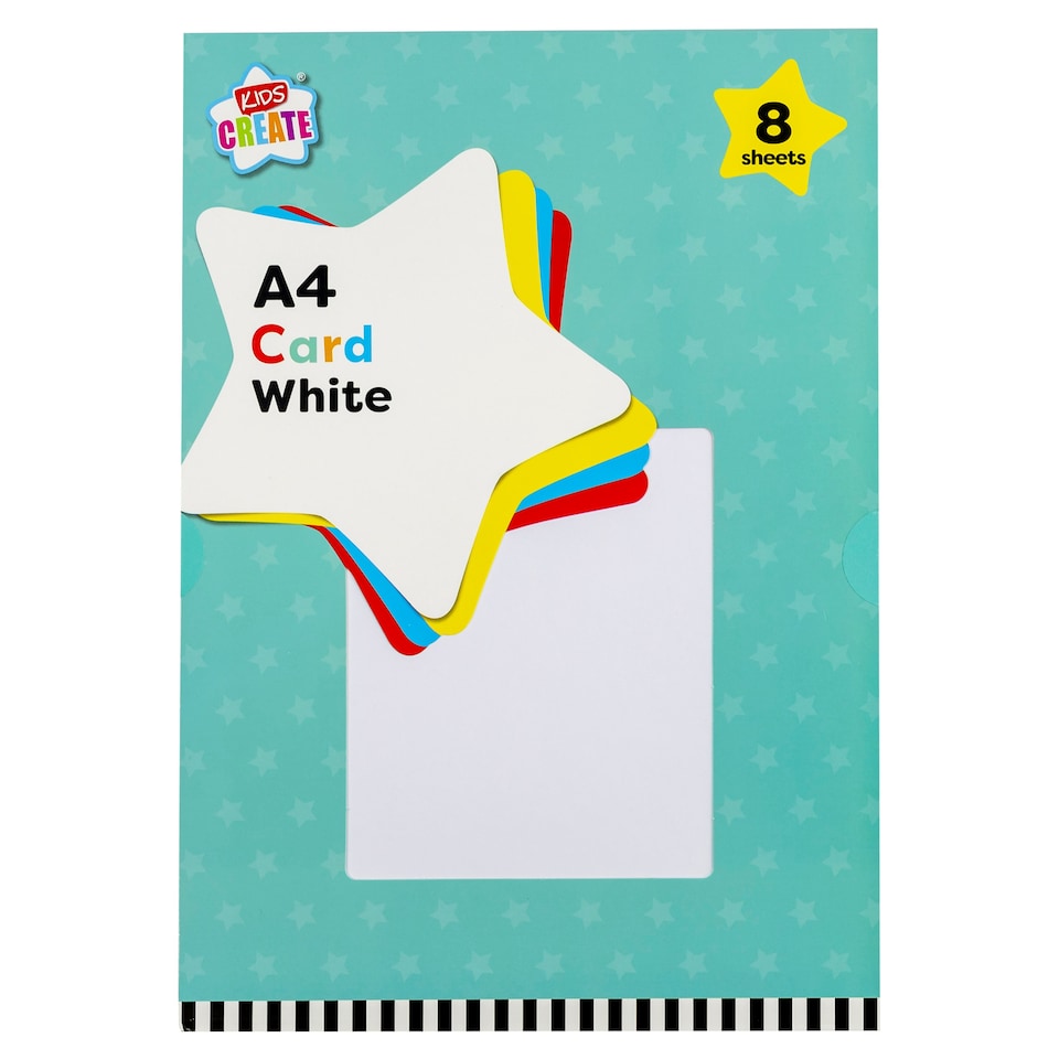 KIDS CREATE WHITE CARD A4 (8 pack )