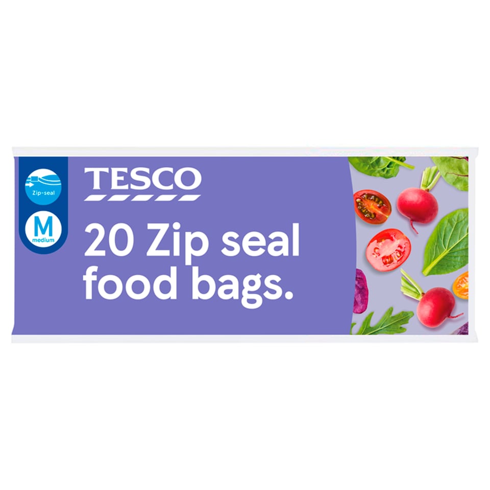 Tesco Zip Seal Food & Freezer Bags Medium 20S