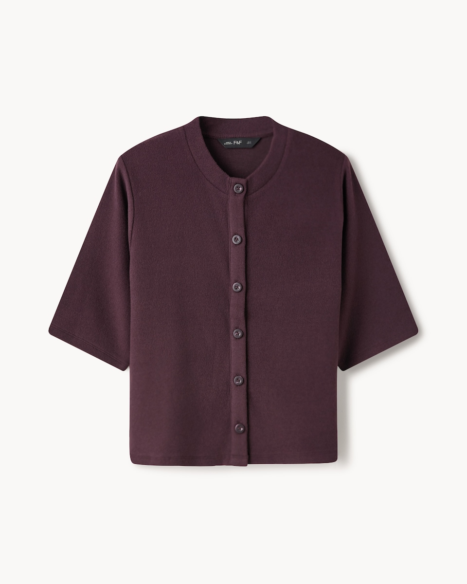 image 1 of F&F Brushed Button Up Top in Purple