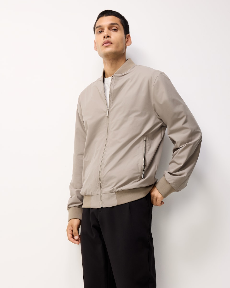 image 1 of F&F Zip Up Bomber Jacket in Stone