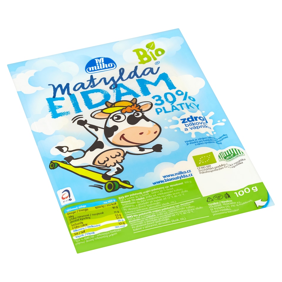 image 1 of Milko Matylda Organic Eidam 30% Slices 100g