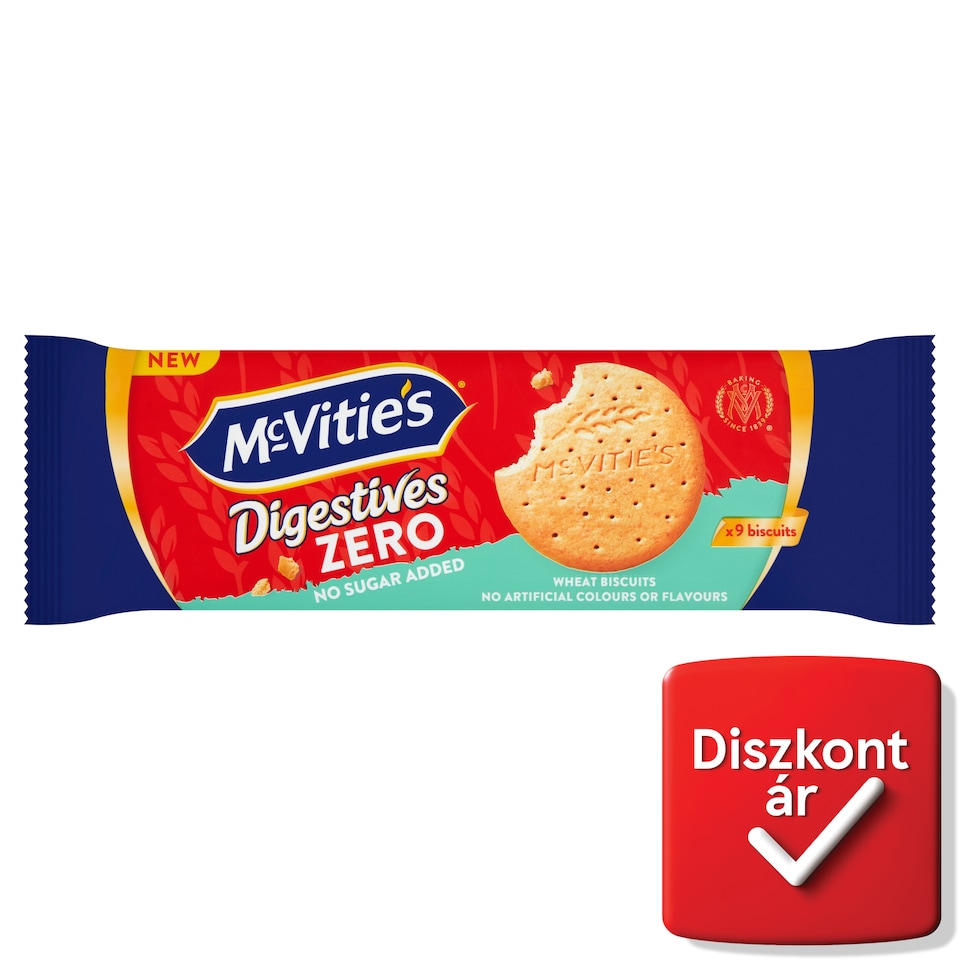 McVitie's Digestive Zero teljeskiőrlésű cukormentes keksz édesítőszerrel 133 g  1. kép