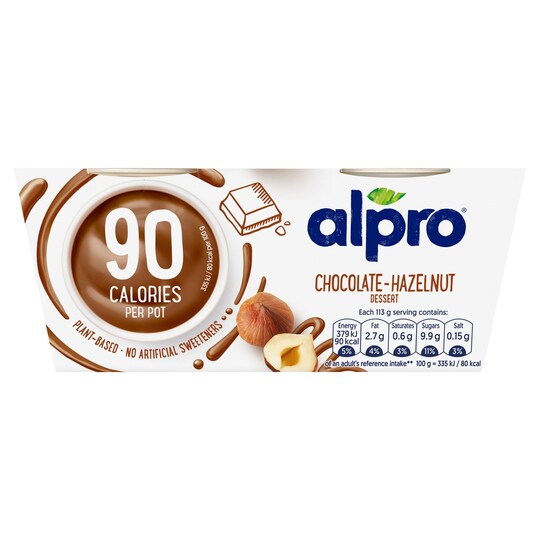 Alpro Chocolate Hazelnut 90 Calorie Dessert 2X113g Tesco Groceries