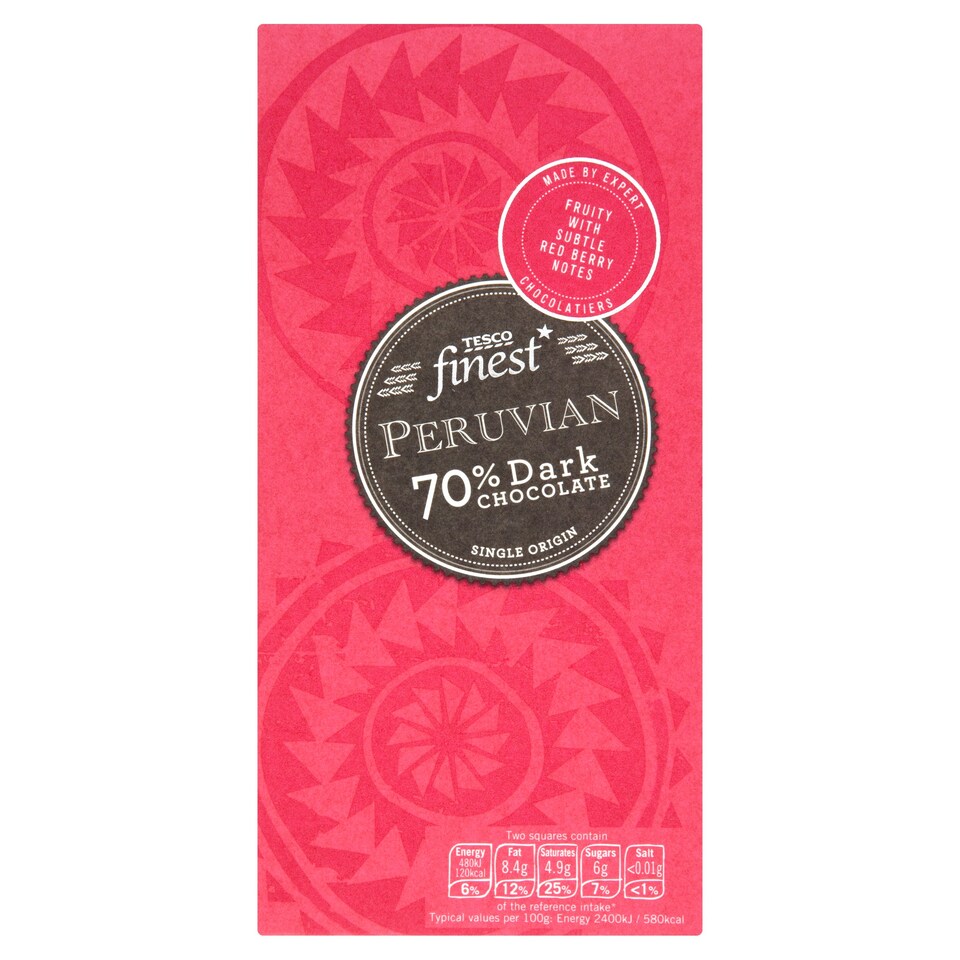 Tesco Finest 70% Cocoa Peruvian Dark Chocolate Bar 100G
