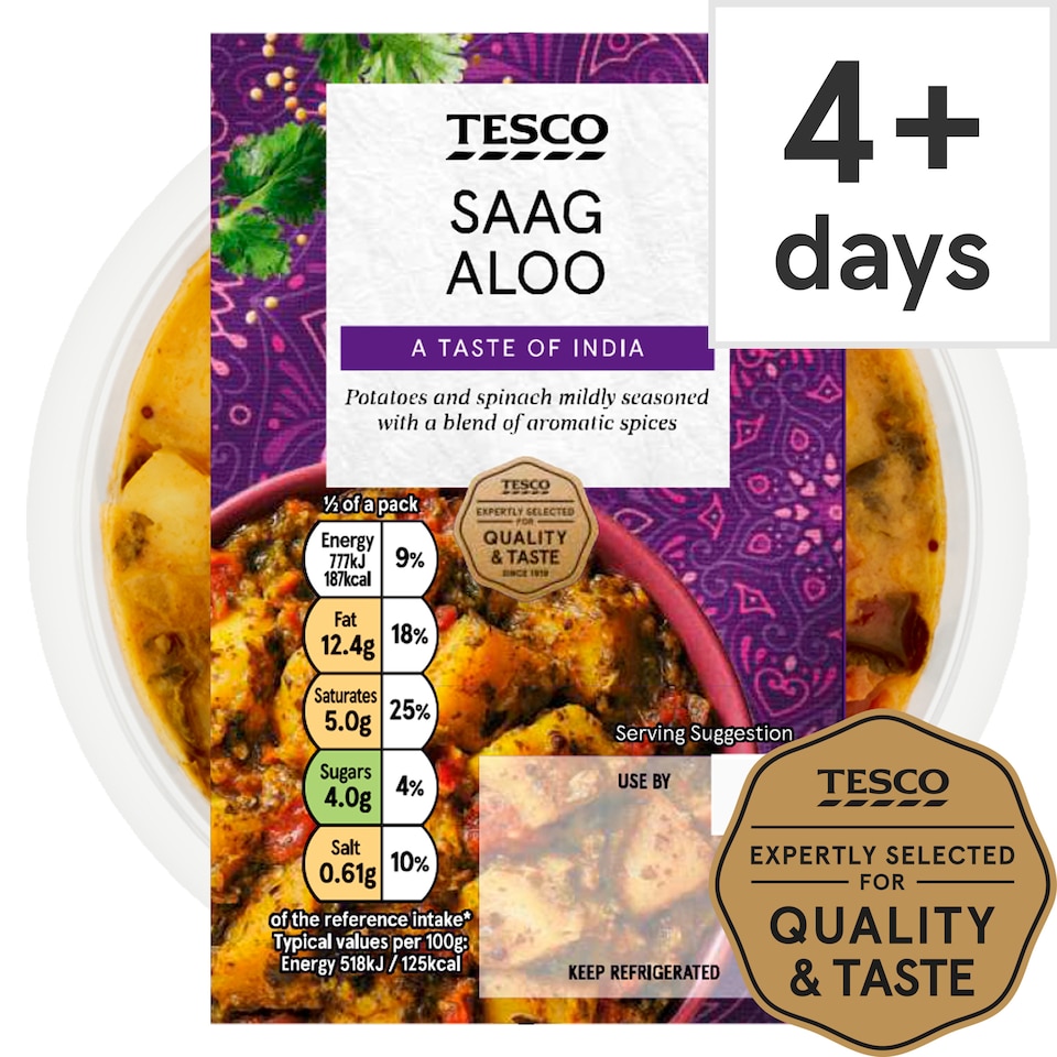 Tesco Indian Saag Aloo 300G