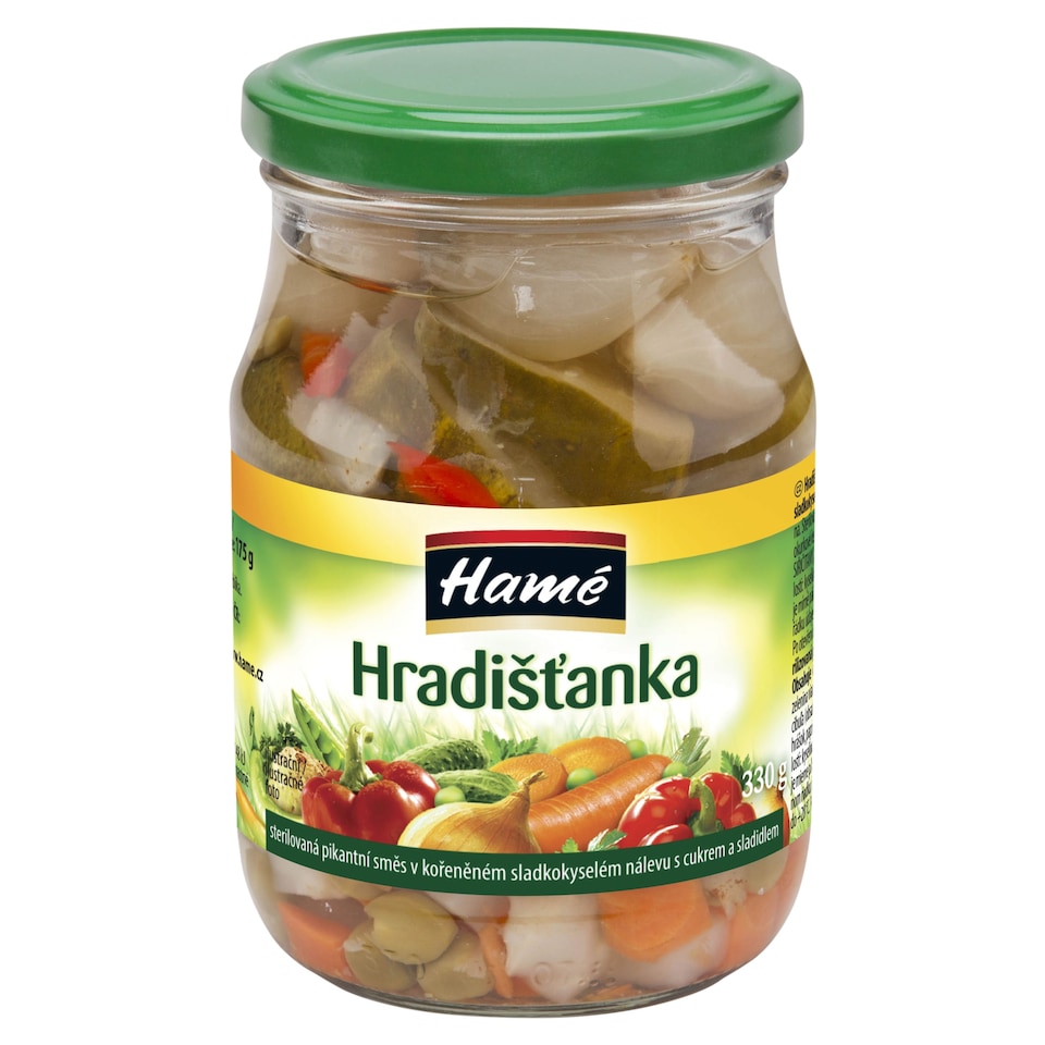 Hamé Hradišťanka pasterizovaná pikantná zmes v korenenom sladkokyslom náleve 330 g