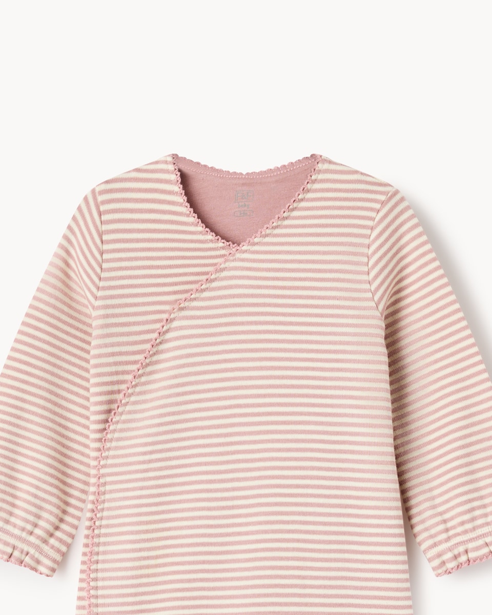 image 1 of F&F Baby 2-Pack Cotton Rich Wrap Sleepsuits in Pink