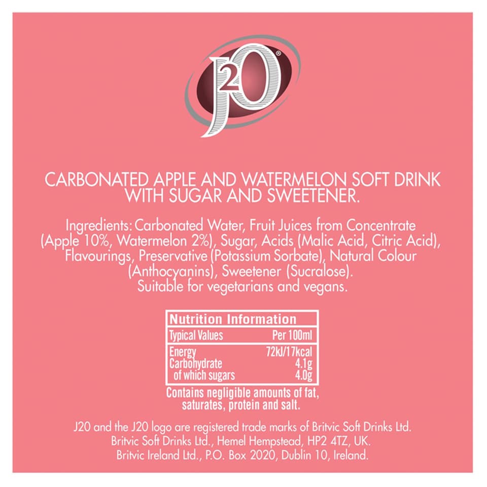 image 1 of J2O Spritz Sparkling Apple & Watermelon Cans 4x250ml