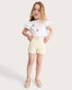 image 2 of F&F Girls Pure Cotton Denim Shorts in Yellow
